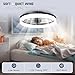 VOLISUN Low Profile Ceiling Fans with Lights and Remote, Fandelier Ceiling Fan Flush Mount, 3000K-6500K Smart Bladeless LED Fan Light, Black Modern Ceiling Fans with Lights for Bedroom