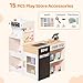 JOYMOR Grocery Store Pretend Play, Interactive Wooden Supermarket Toy Playset w/Vending Coffee Machine, Selling & Shopping Accessories 2-in-1, Toddler Play Store Perfect for Christmas Birthday Gifts