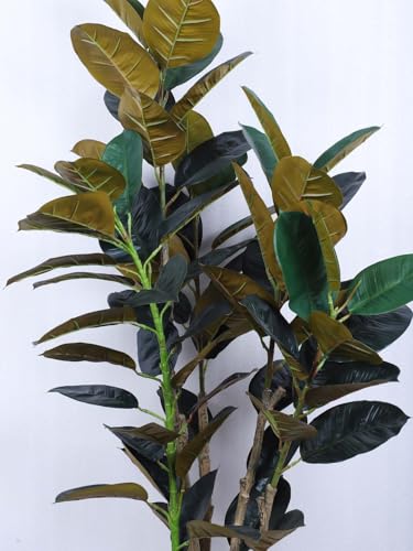 Image of ARICK DECOR 6Ft Artificial Fiddle Leaf Fig Tree with Pot for Faux Tree with Large Realistic Trunks and Big Leaves, Fake Floor Potted Artificial Plants (Multicolor-42) (5.1Ft-Leaf-Red)
