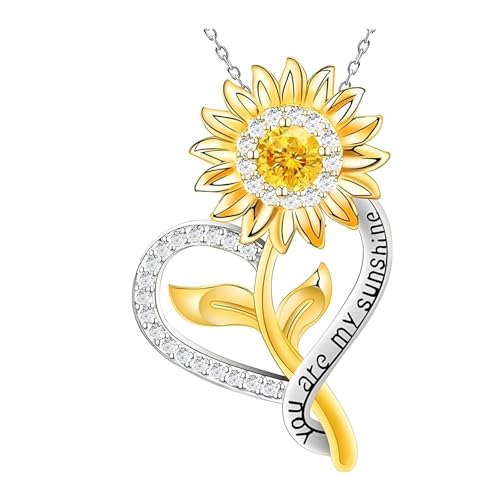 Anniversary Birthday Gifts for Women,Christmas Gifts for Women,Sunflower Necklace,18K Gold Plated You Are My Sunshine Necklace,Mothers Day Gifts for Wife,Girlfriend,Mom, Daughter,Sister