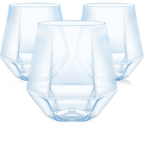 Image of Maaacute 40 Pack Plastic Stemless Wine cocktail Whiskey Champagne Glasses, 12 Oz Disposable Unbreakable Cups for Party Bars Wedding Tasting (Blue)