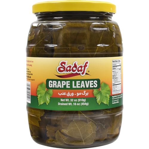 Sadaf Grape Leaves - Grape Leaves for Cooking - Ideal to Wrap and Stuff Dishes - Healthy Grape Leaves for Dolma - Middle Eastern Cuisine - 32 oz Jar