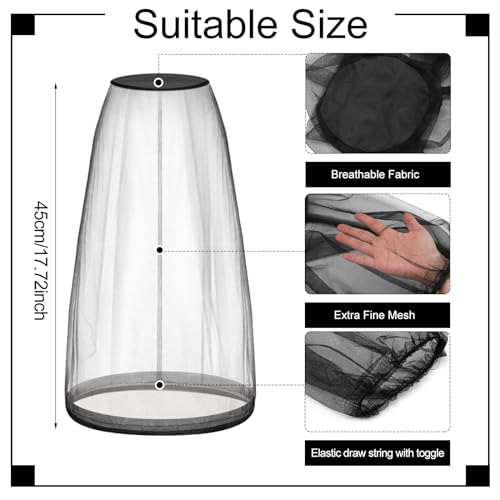 Image of Funtery 12 Pcs Mosquito Net Hat Face Netting Head Mesh Face Fly Netting Hood Protecting Sun and Fishing Hat Net for Men Women(Black)