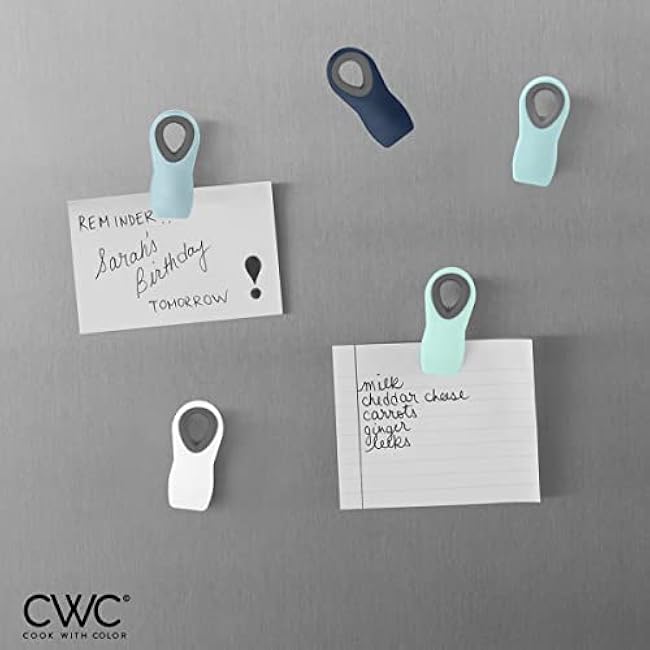 COOK WITH COLOR Bag Clips with Magnet- Food Clips, Chip Clips, Bag Clips for Food Storage with Airtight Seal Grip for Bread Bags, Snack Bags and Food Bags (Blue Ombre, Pack of 10)