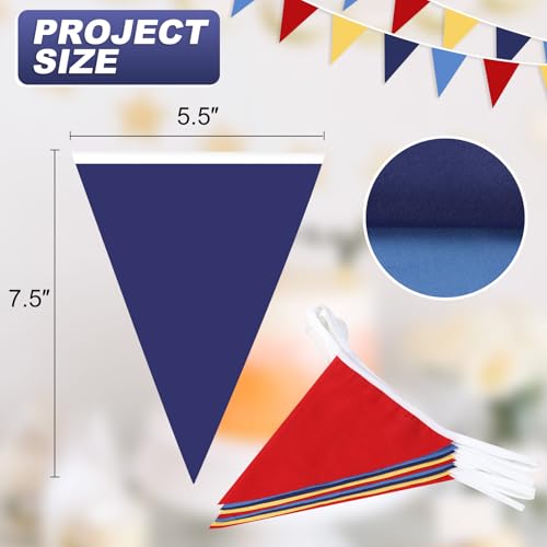 Image of Red Blue Yellow Pennant Banner Garland Bunting Decorations for Circus Clown Carnival Birthday Wedding Outdoor Hanging Festivals 33Feet 32 Flags