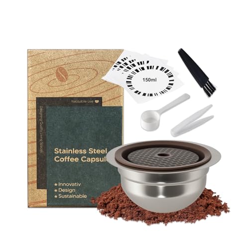 FOVNOT Wiederverwendbare Ve-tuo Kapseln Nachfüllbare Kaffeepads Lebensmittelechte Silikon-Deckel Edelstahl- Kaffeekapsel Kompatibel mit Nes-esso Ve-tuo Plus/Pop/Next Maschinen (150mL) FOVNOT Wiederverwendbare Ve-tuo Kapseln Nachfüllbare Kaffeepads Lebensmittelechte Silikon-Deckel Edelstahl- Kaffeekapsel Kompatibel mit Nes-esso Ve-tuo Plus/Pop/Next Maschinen (150mL)
