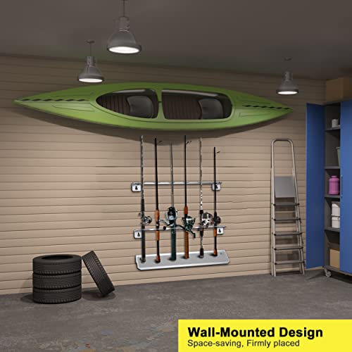 Musvoh Fishing Pole Holders For Garage, Aluminum Alloy Fishing Rod Holders For Garage Wall-Mounted For 6 Rods #TOP2