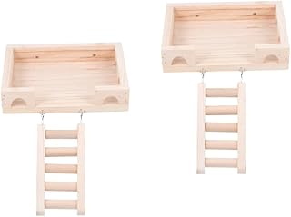 Abaodam 2 Peças Hamster Em Pé Com Escada Brinquedos Para Mastigar Chinchila Acessórios Chinchila Brinquedos Gerbil Escalada Escada Hamster Play Stand Playground Plataforma Brinquedo
