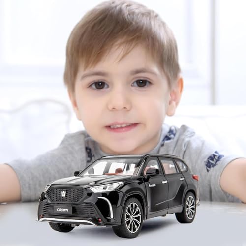 Image of DEOXY 1 /24 Crown Kluger Model Car, Zinc Alloy Pull Back Toy car with Sound and Light for Kids Boy Girl Gift (Highlander Black)