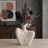 DecoVlog Ceramic Vase, Human Body Vase for Home Decor, Modern Minimalist Boho White Vase for Living Rooms, Bedrooms, Shelves, Dining Tables, Bathrooms, and Offices (White)