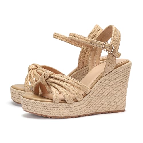 Image of VICKI.VICKI Wedges for Women Platform Sandals Wedge Heels for Sandals Comfortable Summer Espadrille Shoes Ankle Strap&Open Toe