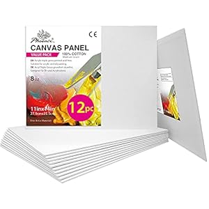 PHOENIX Painting Canvas Panels 11×14 Inch, 12 Value Pack – 8 Oz Triple Primed 100% Cotton Acid Free Canvas Boards for Painting, White Blank Flat Canvas Boards for Acrylic, Oil Paints