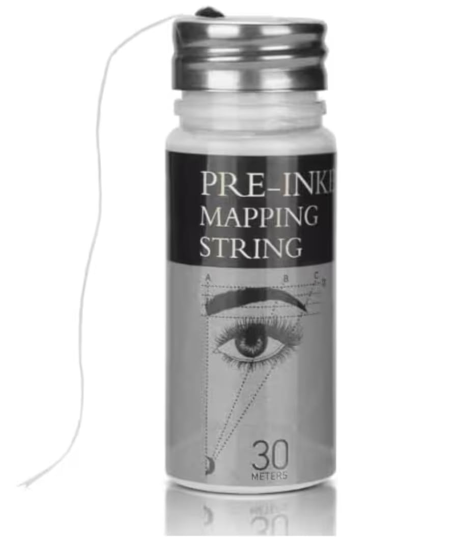 Pre-Inked White Mapping String, 30 Meters, Smudge-Resistant, Pigmented Thread for Microblading and Permanent Makeup, Precision Brow Design Tool-picture-51