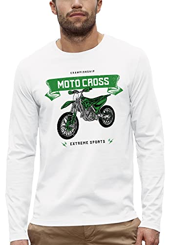 Moto de cross verte t-shirt manches longues pour rouler protégé en sport extreme homme