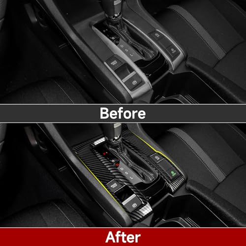 Image of Gear Shift Panel Cover Decals for Honda Civic 2016 2017 2018 2019 2020 2021 10th Gen Accessories ABS Carbon Fiber Interior Stickers