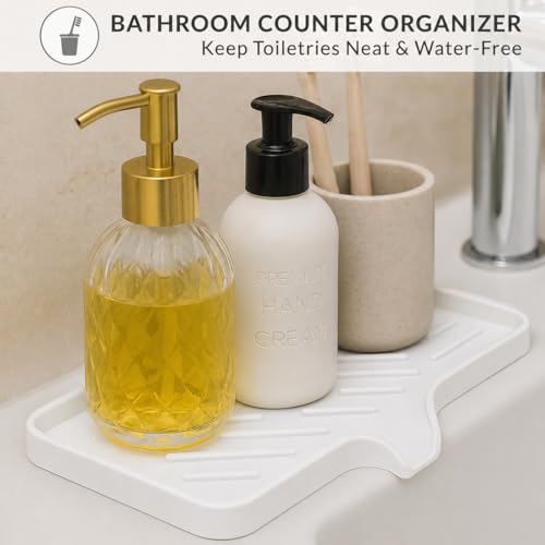 Image of HOMEZE Medium Multi-Purpose Silicone Sink Drainer Mat - Flexible Kitchen Sink Organizer Tray for Soap, Dish Sponge, Tools Storage, and Drying, Non-Slip Silicone Holder for Countertops