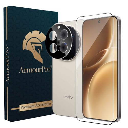 Image of ArmourPro Tempered Glass and Black Camera Lens Protector for Vivo X300 Pro, Edge to Edge Screen Guard, Scratch Resistant, Anti-Bubble, HD Clear, Anti-Fingerprint, Installation Kit | Black
