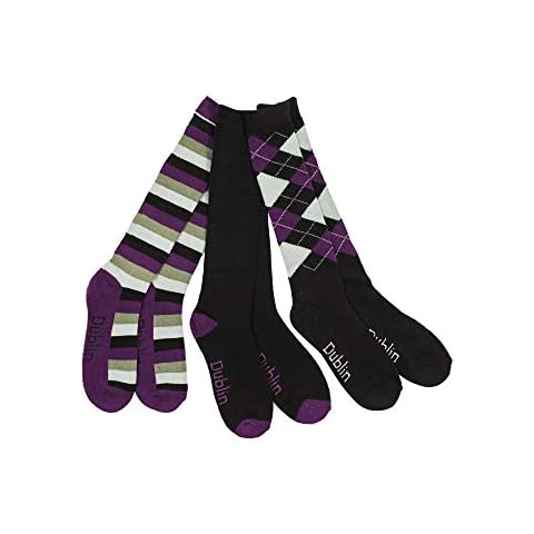Dublin Womens Socks 3 Pack 31003 - Black/Purple/Grey Cover