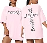 A Lot Can Happen in 3 Days T Shirt Womens Christian Easter Tshirts Heart Jesus Cross Printed Oversized Short Sleeve Tops Pink