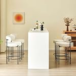 Tabourets de comptoir Ensemble de 2, Tabourets modernes, Tabouret de comptoir de cuisine ronde, tabouret avec jambes en métal noir, tabillon de repose-pieds (jambes blanches/noires) (ensemble de 2) (Jambes blanches/noires)