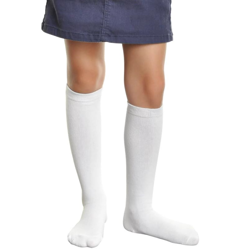 WKLOUYHE Unisex Kid's School Uniform Cotton Knee High Socks_Pack Of 06(White,15-16 Years) 3