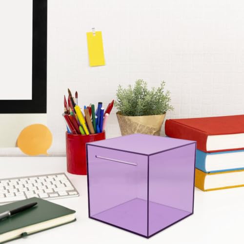 Caja acrílica para monedas con gran capacidad color púrpura miniatura 4