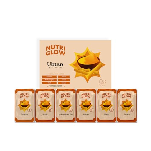 NutriGlow NATURAL’S Ubtan Facial Kit For Glowing Skin, Tan Removal With Haldi & Chandan, 60gm