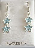 1 par Pendientes de plata con flores en color azul 3cm de largo. Envío gRATIS 72h
