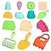 KATELUO Giocattoli da Spiaggia per Bambini, 14 Pezzi Set di Giocattoli da Spiaggia di Sabbia con Paletta, Castello Stampi, Formina etc. Set di Giochi da Spiaggia all'aperto per Bambini Oltre i 1 Anni