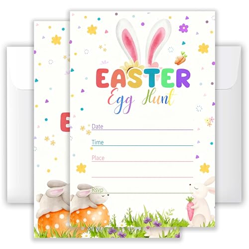ATOERNCSO 4x6 Easter Egg Hunt Party Invitations (20 Cards +