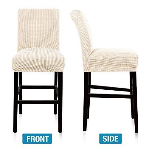 High Stretch Bar Stool Cover Pub Counter Stool Chair Slipcover For Dining Room Cafe Furniture Chair Seat Cover Stretch Protectors Non Slip With Elastic Bottom Set Of 2, Biscotti Beige #TOP4