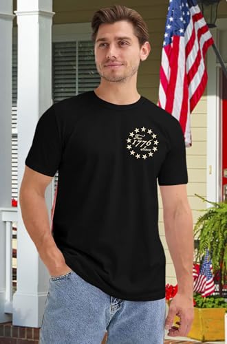Image of Ithalt Men's American Flag Shirt 4th of July T-Shirt USA Patriotic Tee Shirt Independence Day Top