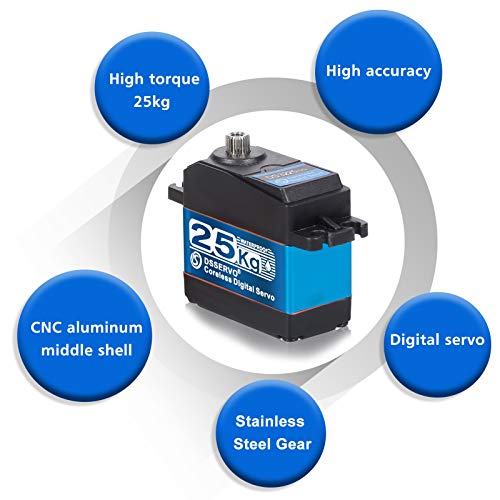 OWSOO DSSERVO DS3225 25KG Servo digital de aço inoxidável Engrenagem de alto torque IP66 Servo à pro