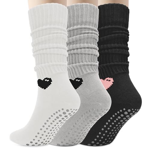 Image of Soxbang 3 /6 Pairs Cute Pilates Socks with Grips,Yoga Socks Barre Sock Non Slip Grip Embroidery for Barre Ballet Workout