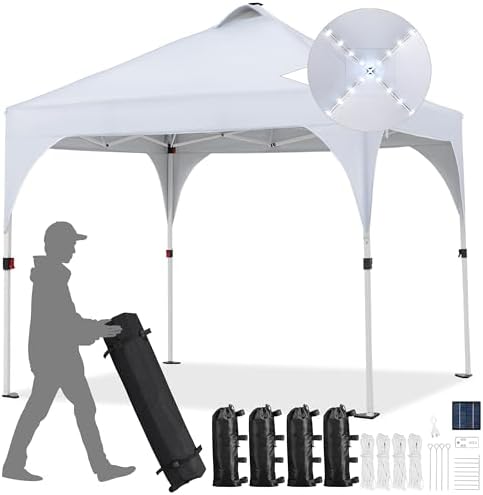 Yaheetech 10x10ft Pop-Up Canopy Tent with 17 Solar LED Lights, Ou...