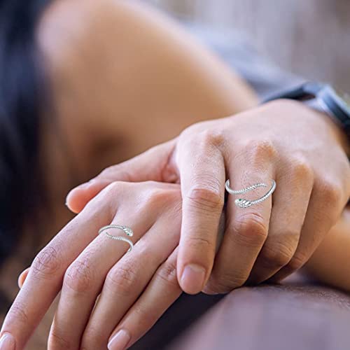 MUNDELL 925 Sterling Silver Four Leaf Clover Adjustable Ring Snake Animal Open Ring for Women Statement Ring Fine Jewelry4