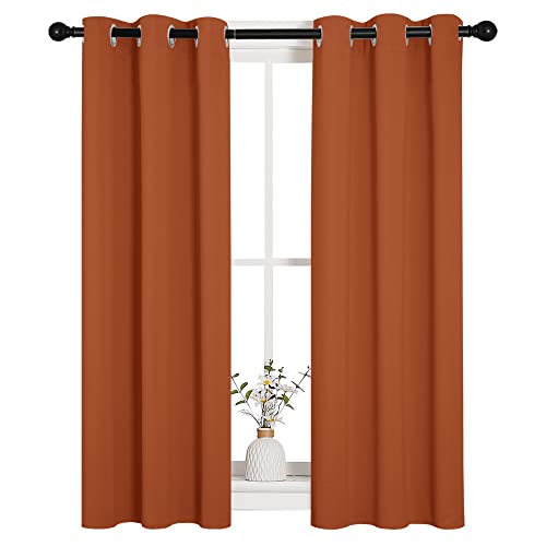 Image of NICETOWN Burnt Orange Window Curtains Blackout Drapes, 1 Pair, 29 by 40 inches, Thermal Insulated Solid Grommet Blackout Curtains /Draperies for Cafe