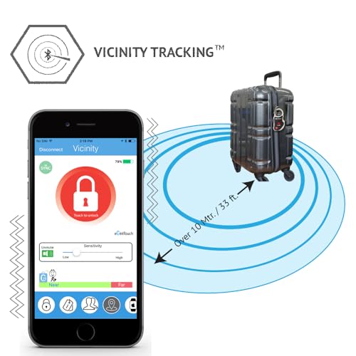 Image of Smart Travel Padlock with Patented Dual Access Technologies (NFC + BT), Vicinity Tracking, etc. (BLACK)
