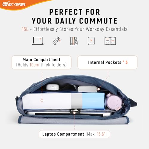 SKYSPER URBANX15 Messenger Bag mit RFID-Schutz 15,6-Zoll-Laptoptasche Umhängetasche groß für Herren Und Damen (Blau)