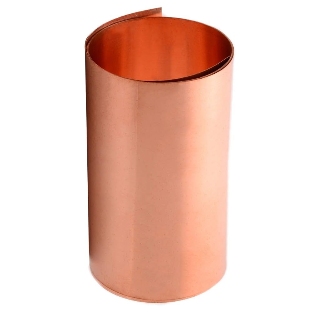 Xuulan Reines Kupferblech 1 Stück Kupferblechrolle hochreines reines Kupfer Metallblech Folienplatte 100 mm x 1000 mm(0.5mmx100mm)