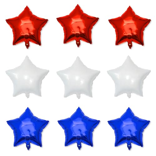 Image of 30 pcs Red Blue White Star Foil Balloon, 10 Inch Red Blue White Star Balloons Mylar balloons for Wedding Decoration Party balloon Birthday Decoration