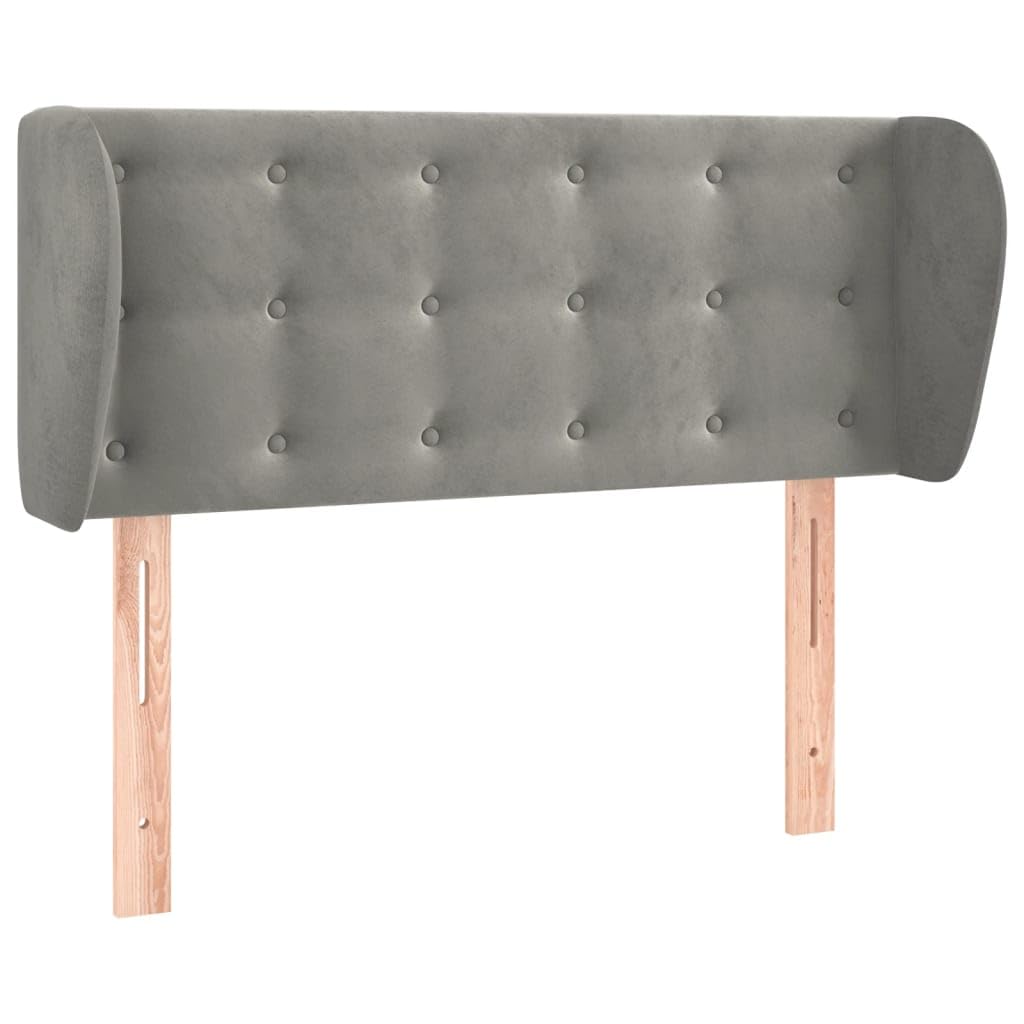 Tête De Lit Avec Oreillers Intégrés, Velours Gris Clair – 93x23x118/128 Cm