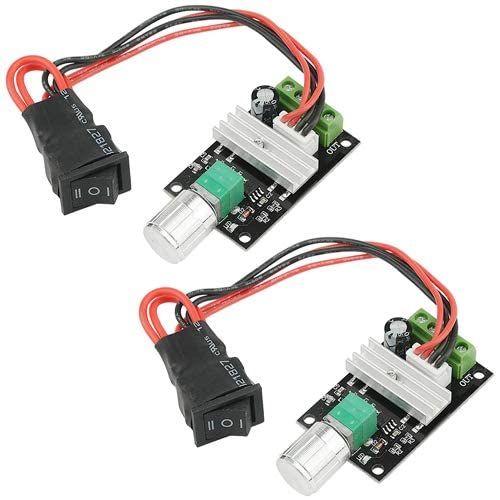 BGTXINGI 2PCS DC Motor Regler 6V 12V 24V 3A Einstellbarer Drehzahlregler Regler Schalter 1203BB Variable Geschwindigkeit Puls Positive Inversion Control Schalttaste mit Drehzahlregler Cover