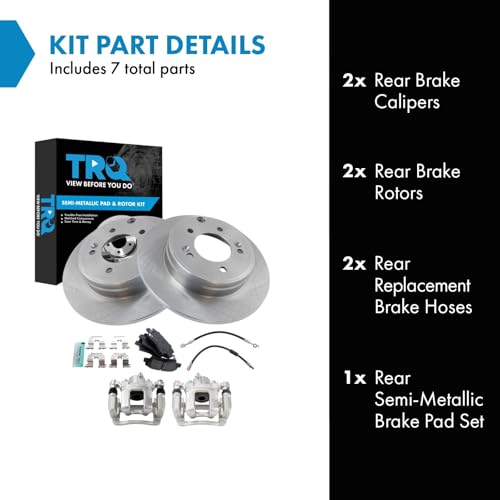 Image of TRQ Rear Brake Pad and Rotor Set Semi Metallic Rotors Calipers Compatible with 2014 Kia Optima
