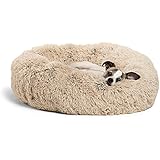 Best Friends by Sheri The Original Calming Donut Cat and Dog Bed in Shag Fur Taupe, Small 23x23
