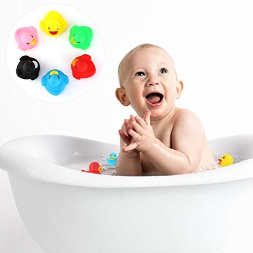 LUTER 48Pcs Rubber Ducky Bath Toy for Kids, Float and Squeak Mini Small Colorful Ducks Bathtub Toys for Shower/Birthday/Party Supplies