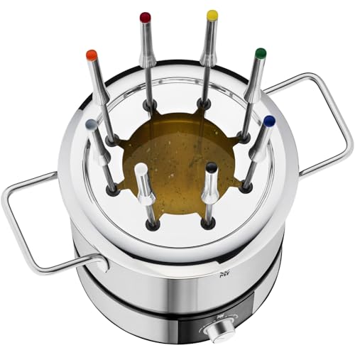 Foto von WMF Lono Fondueset für 8 Personen, Fondue elektrisch, 1400 W, Temperaturregulierung, Gabel-Halterung, Induktionstopf 1,2l, Hot Pot, edelstahl matt
