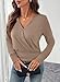 EVALESS Womens Tops Dressy Casual Wrap V Neck Long Sleeve Blouses Spring Shirts Trendy 2026 Dark Khaki M