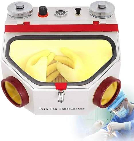Professional Sandblaster Kit with LED View Window, Includes 2 Pens & 2 Tanks for Efficient Surface Treatment and Material Preparation