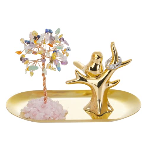 Innolites Bird Ring Holder For Jewelry, Crystal Tree Ring Dish, Jewelry Holder Trinket Tray For Engagement Wedding Ring Display Holder Stand, Christmas Birthday Gifts For Women #TOP17